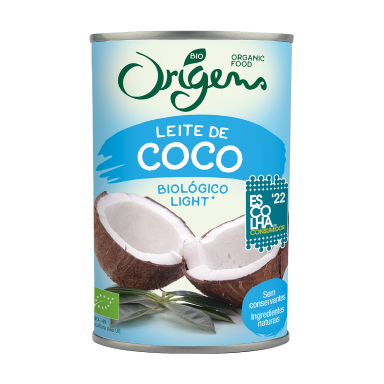 Leite de coco light Origens Bio em em lata com capacidade de 400 ml