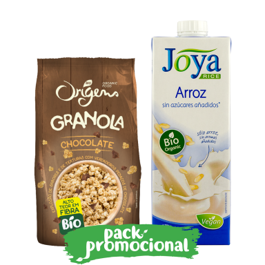 Granola de Cacau e bebida de arroz