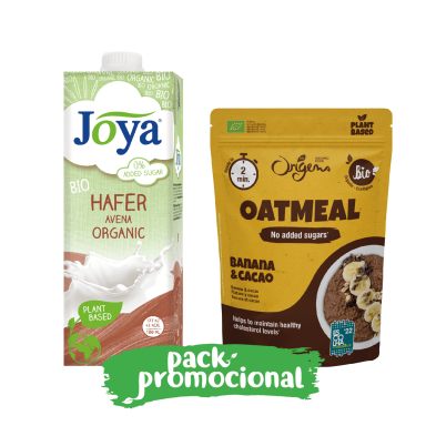 Papas de Aveia Banana Cacau Origens Bio e Bebida de Aveia sem Adição de Açúcar Joya