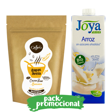 Papasd Banana Cacau e bebida de arroz