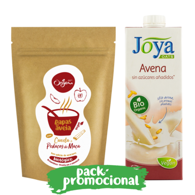 Papas maçã canela e bebida de aveia