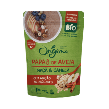 Papas de aveia maçã canela Origens Bio