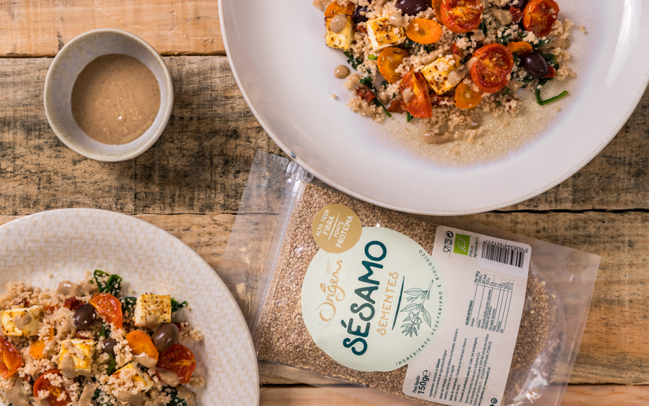 Receita com embalagem de Sementes de sésamo biológicas