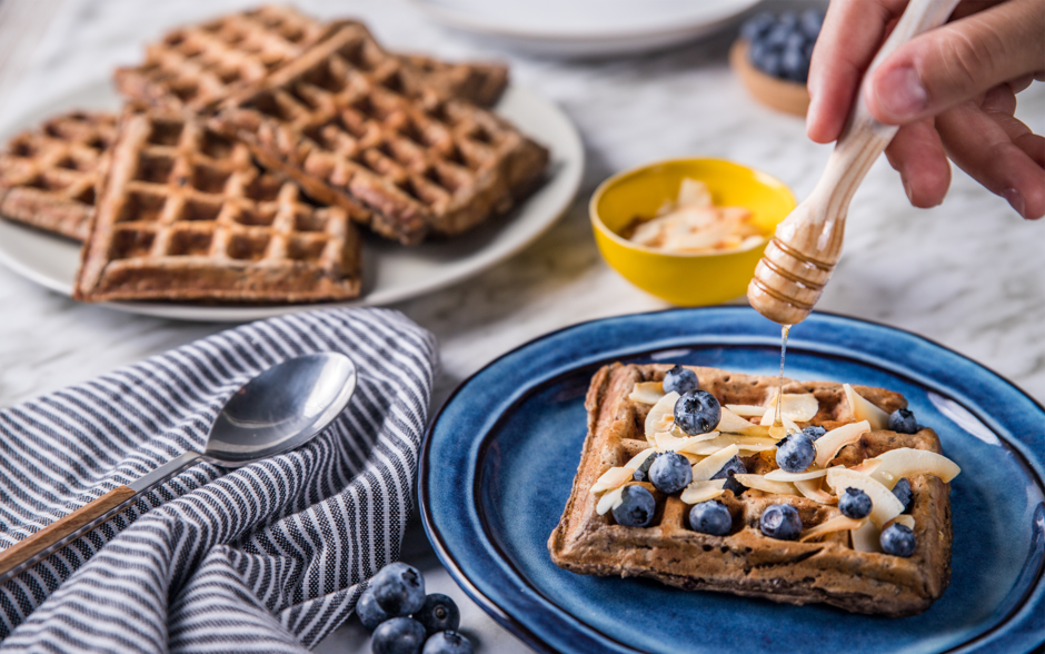 Waffles com Geleia de Coco