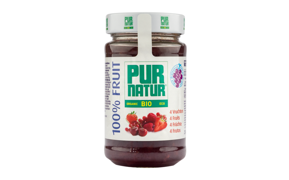 Compota de 4 Frutos Vermelhos s/ açúcar em frasco de vidro 250g