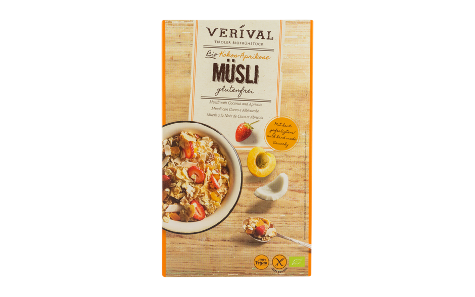 Muesli de Coco e Damasco em embalagem de 325 g 