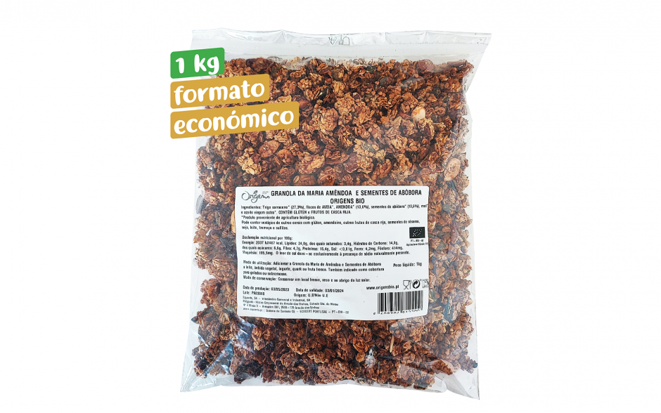 Granola da Maria de Amêndoas e Sementes de Abóbora 1kg Formato Económico site