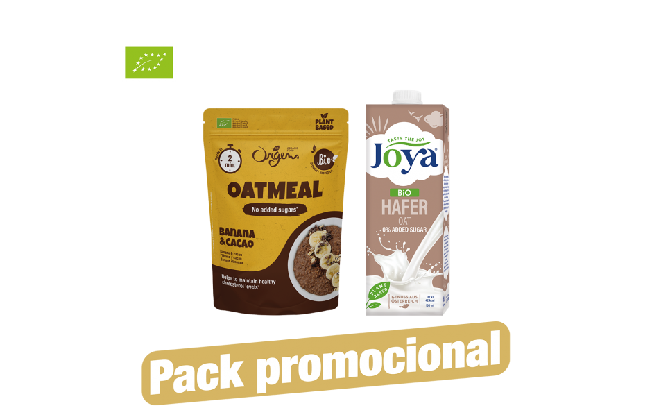 Papas de Aveia Banana Cacau Origens Bio e Bebida de Aveia Joya