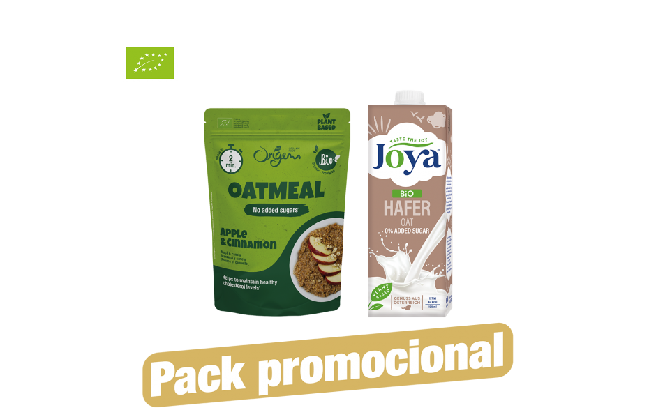 Papas de Aveia Maçã Canela Origens Bio e Bebida de Aveia Joya
