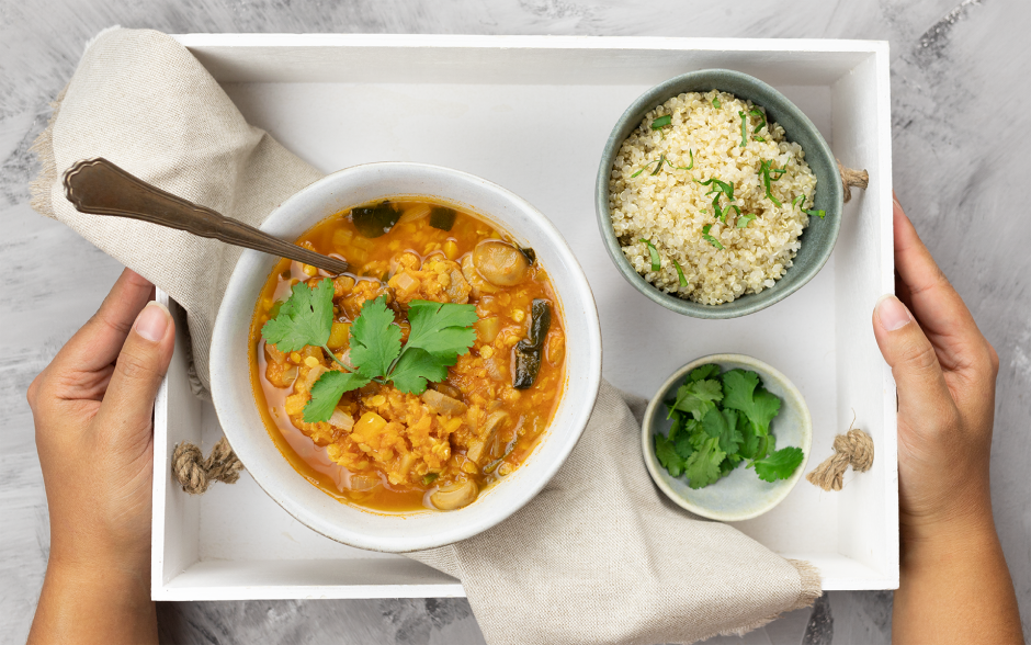 Lentilhas Estufadas com Cogumelos e Legumes