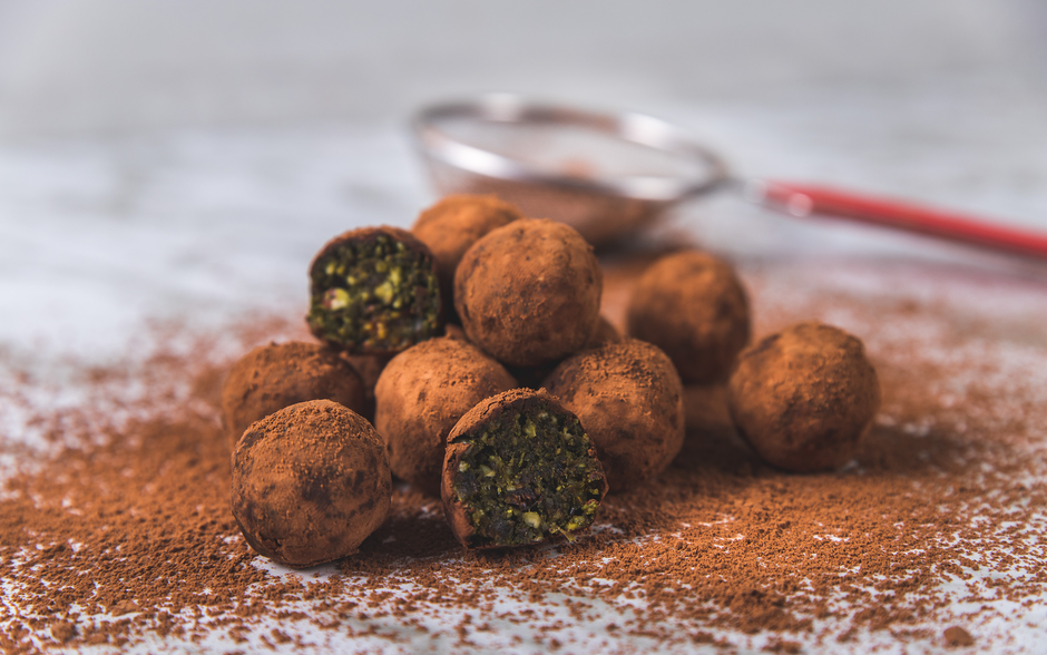 Trufas de Matcha e Cacau Pormenor